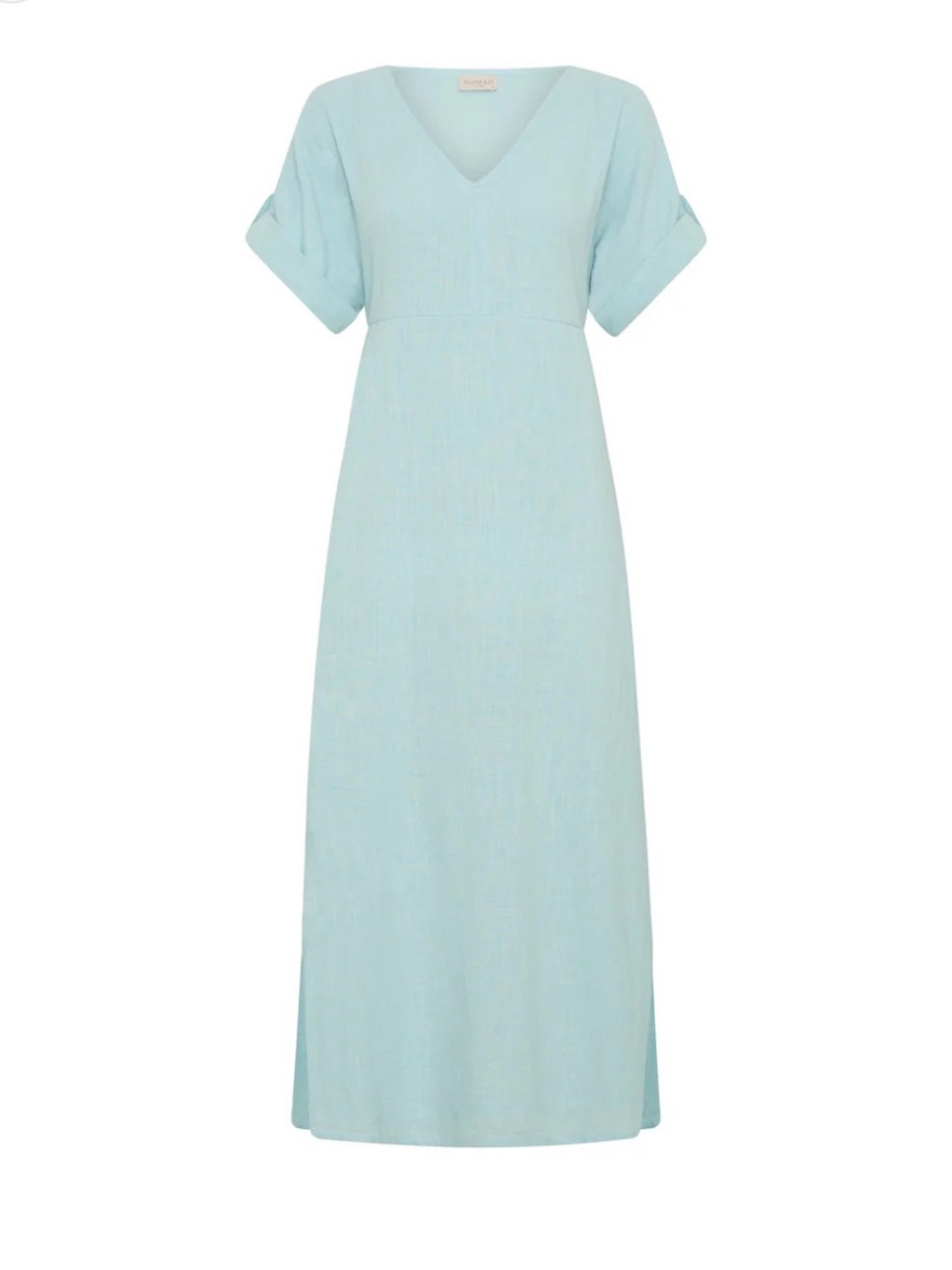 Nomad The Label Premium Linen V-Neck Maxi Dress in Seafoam Green NWOT - Picture 4 of 5